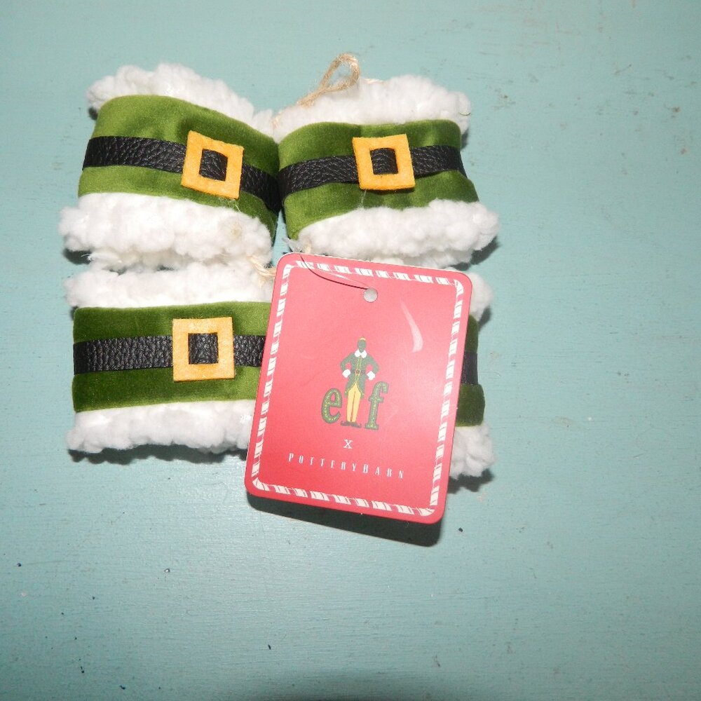 Pottery Barn X Elf Santa Belt Napkin Rings Green (H-7)